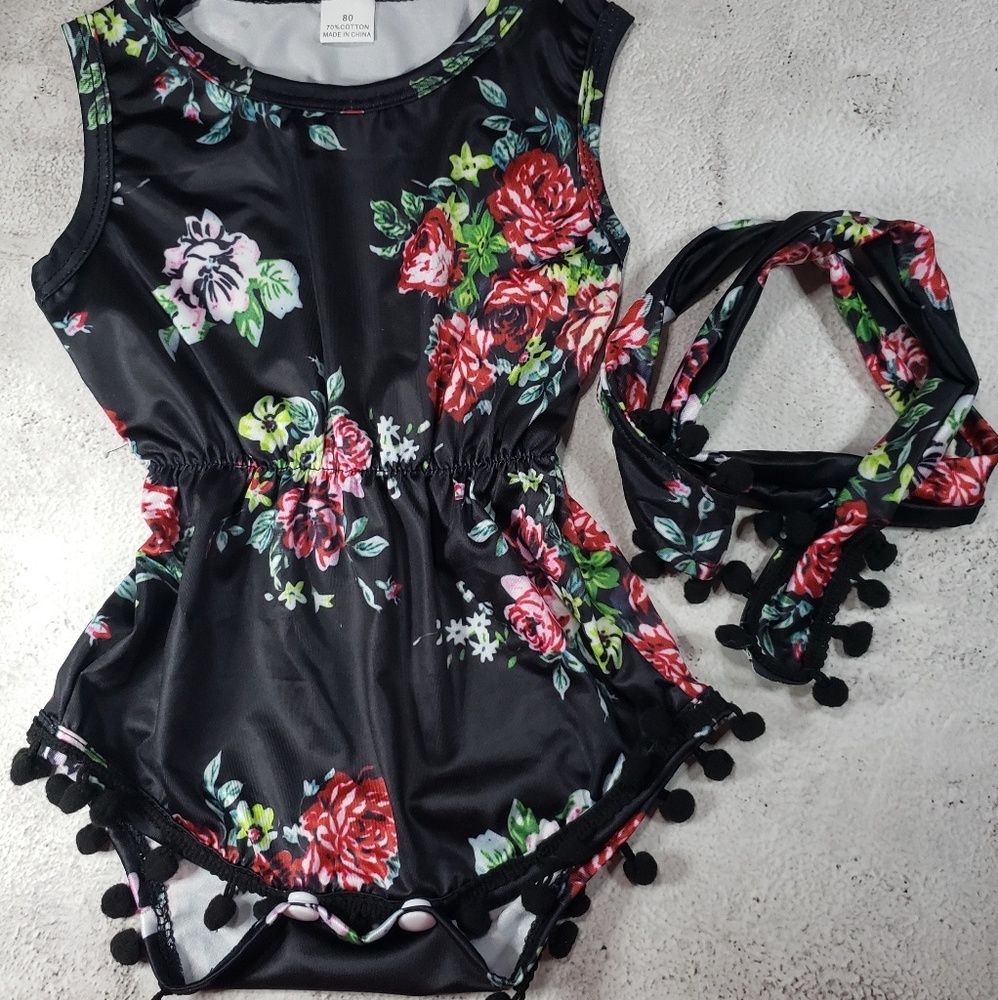 Baby Girl Floral Romper with Headband